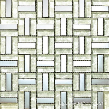 Mosaico in alluminio in blocco di vetro bianco